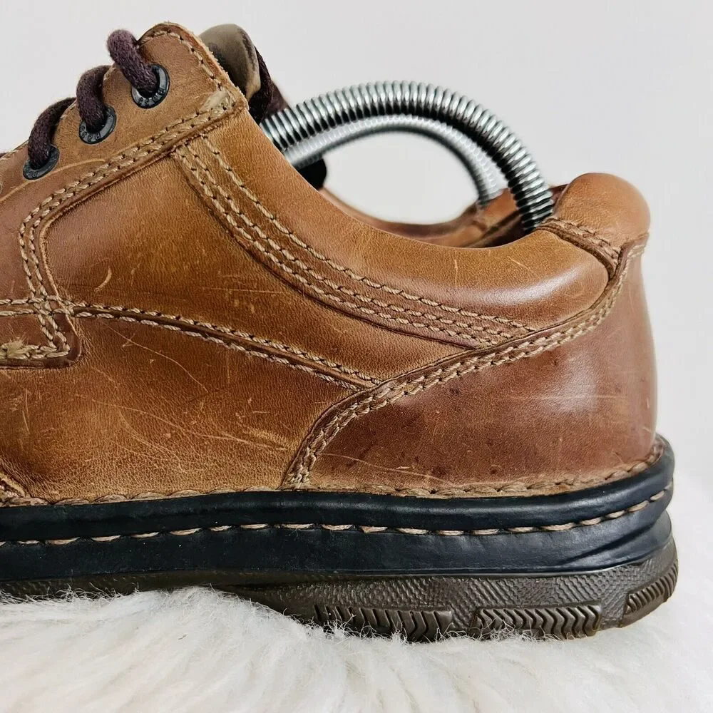 Bass Y2K Spruce Brown Leather Chunky Lug Worn Distressed Boots ~ 8.5MW